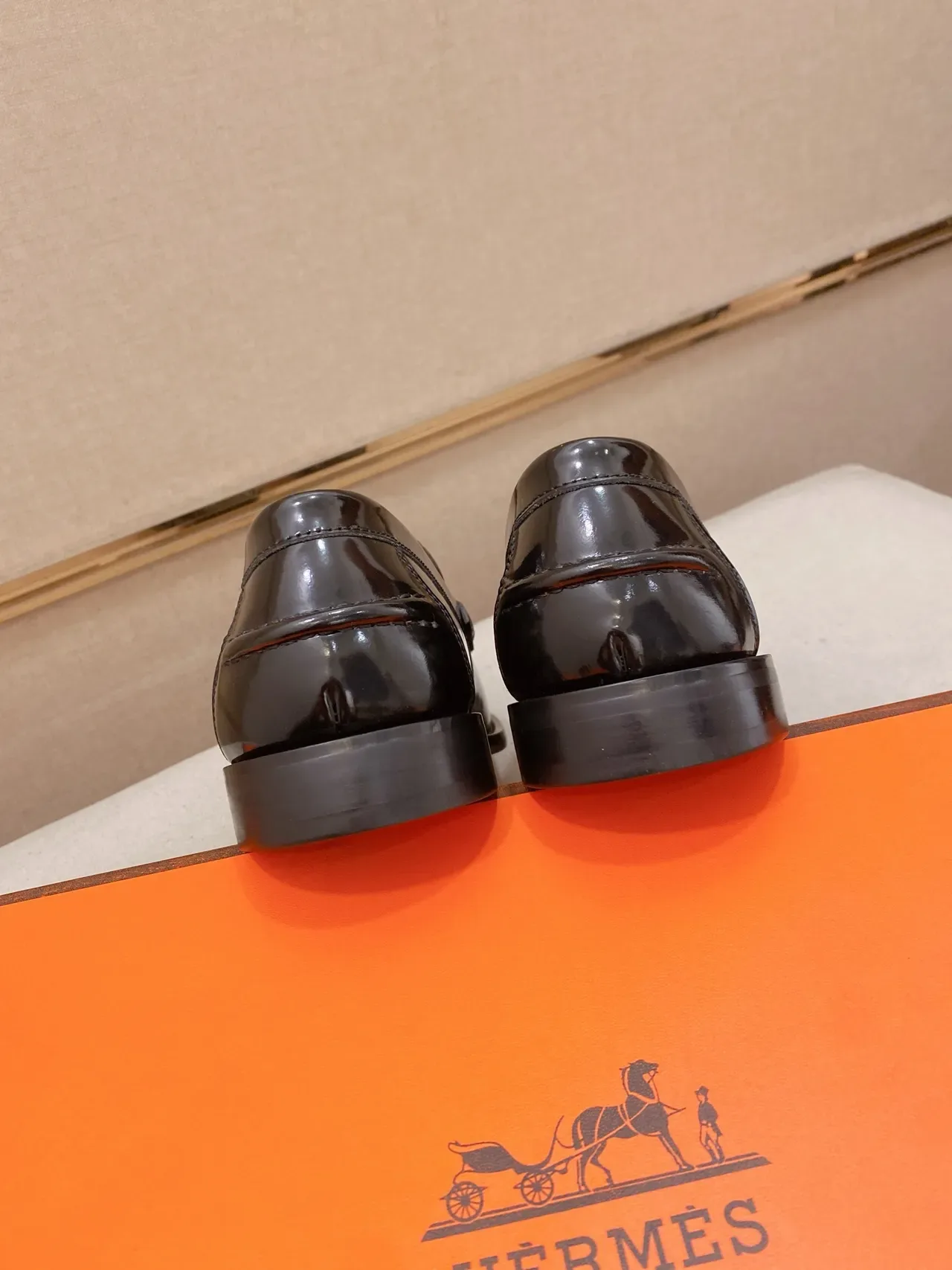 Black Gray Patent And Textured Leather Moc-Toe Construction Loafer 3