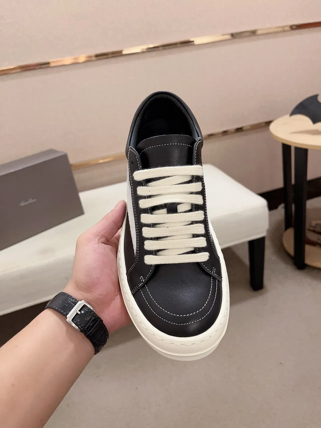 Black Gray Platform Sole Contrast Side Panel Sneakers 2