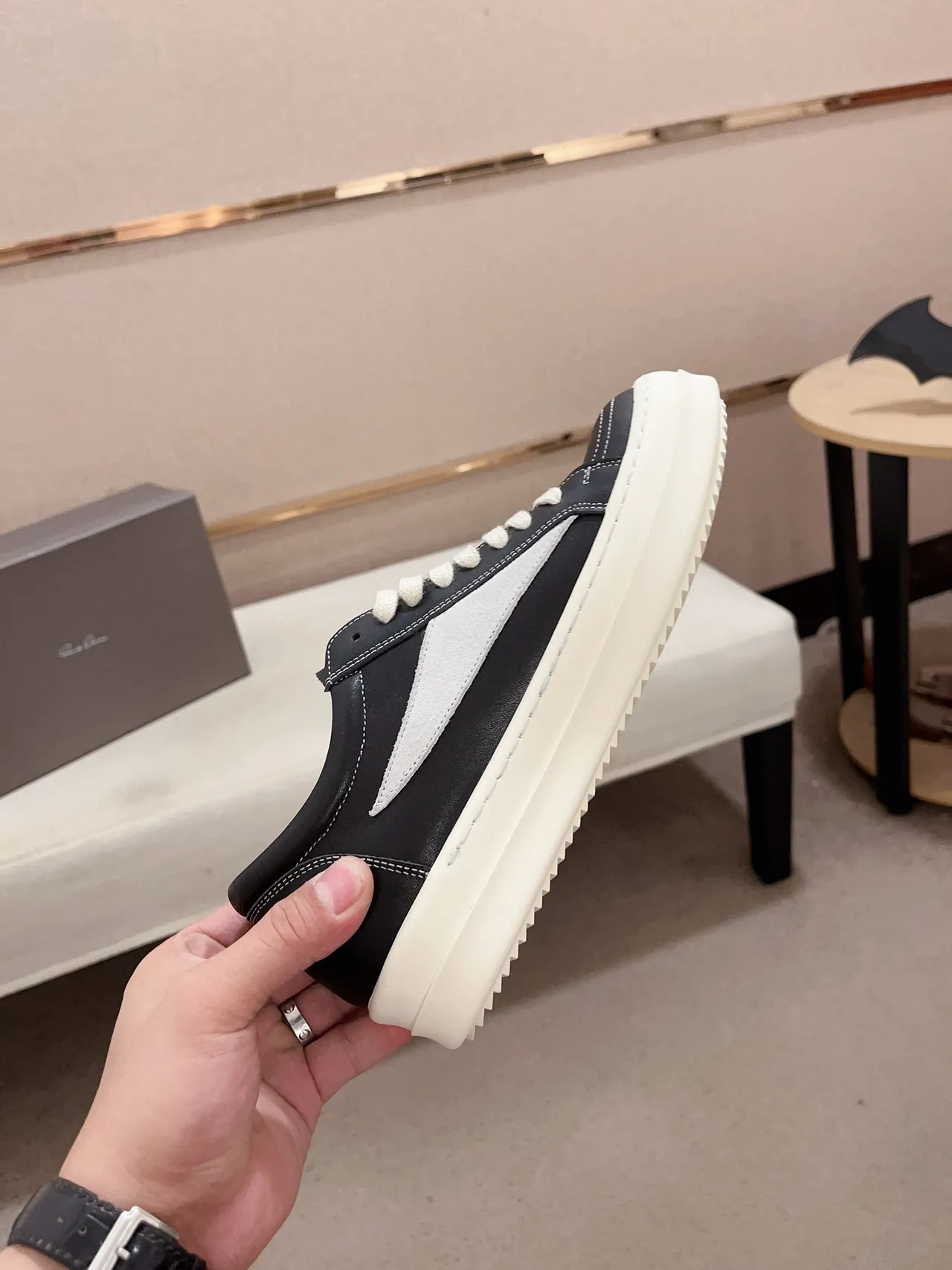Black Gray Platform Sole Contrast Side Panel Sneakers 5