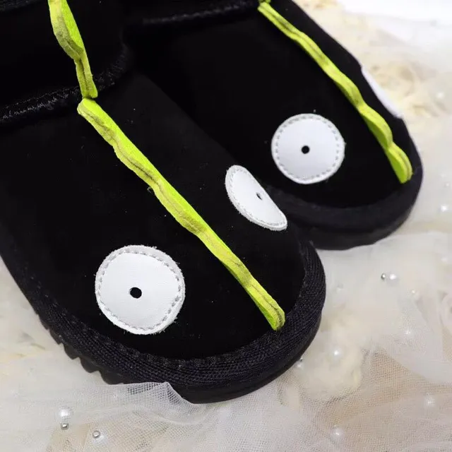 Bottes de neige intérieur doublure peluche appliqué thématique dinosaure noir et vert 11