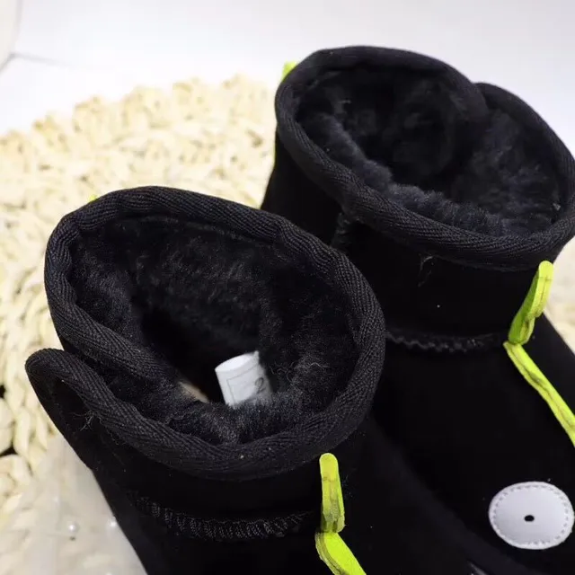 Bottes de neige intérieur doublure peluche appliqué thématique dinosaure noir et vert 12