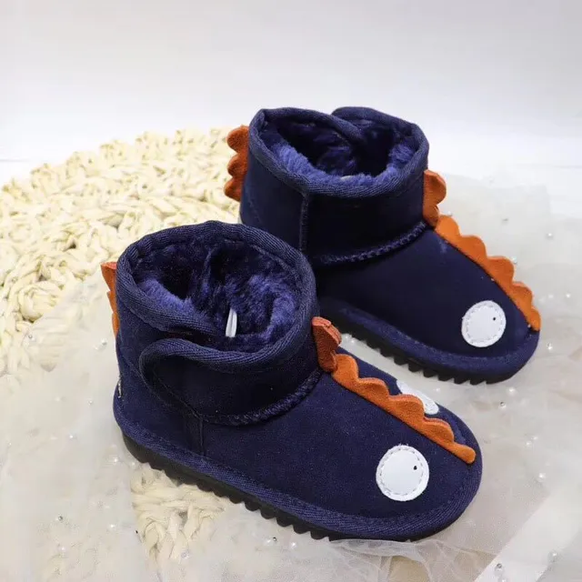 Bottes de neige intérieur doublure peluche appliqué thématique dinosaure noir et vert 14