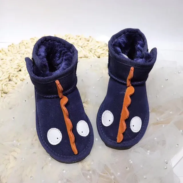 Bottes de neige intérieur doublure peluche appliqué thématique dinosaure noir et vert 17