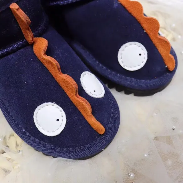 Bottes de neige intérieur doublure peluche appliqué thématique dinosaure noir et vert 19