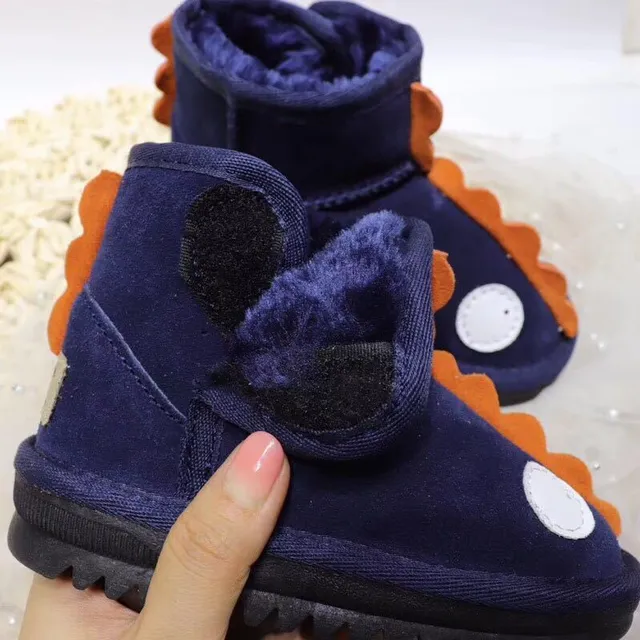Bottes de neige intérieur doublure peluche appliqué thématique dinosaure noir et vert 21