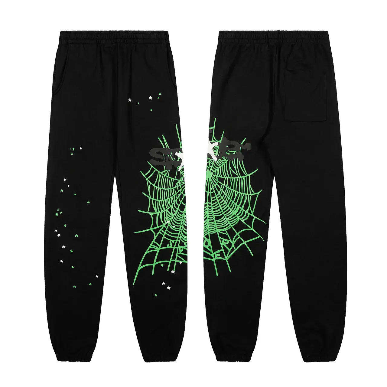 Black Green Graphic-Print Hooded Tracksuit 7