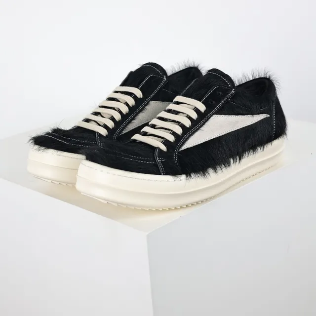 Black Hairy Upper Off-White Panel Platform Sneakers 2