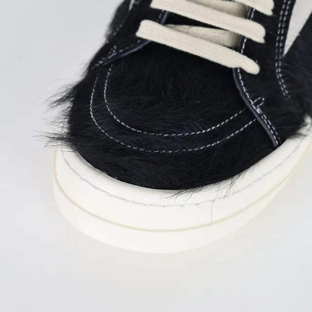 Black Hairy Upper Off-White Panel Platform Sneakers 5