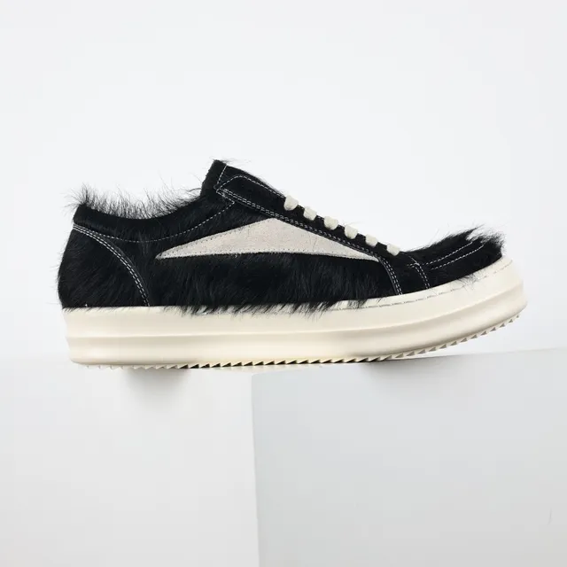 Black Hairy Upper Off-White Panel Platform Sneakers 7