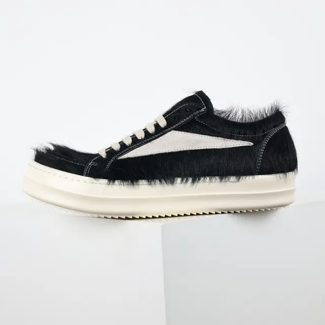 Black Hairy Upper Off-White Panel Platform Sneakers 9