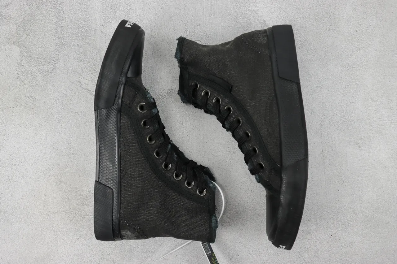 Black High-Top Canvas Upper Sneakers 2