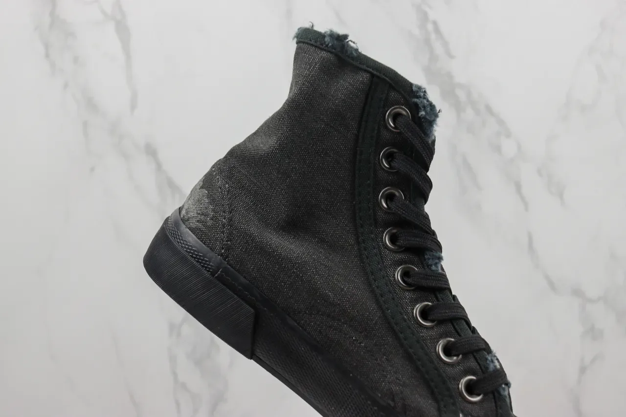 Black High-Top Canvas Upper Sneakers 5