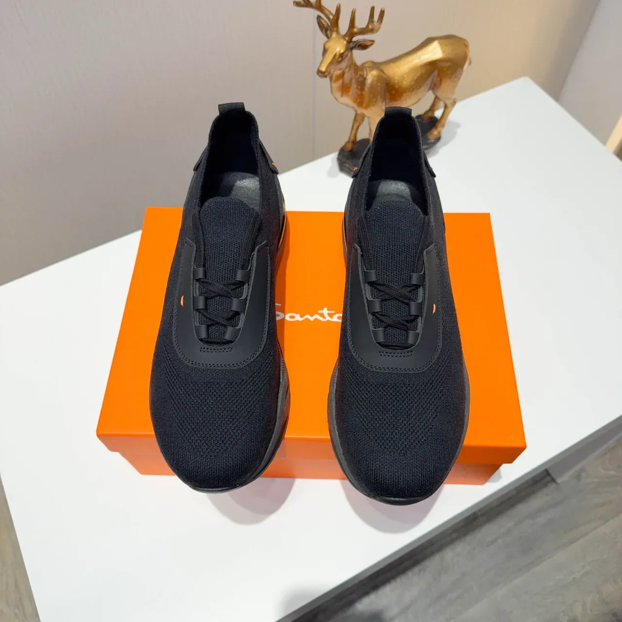 Black Knit Slip-On Lifestyle Sneakers 2