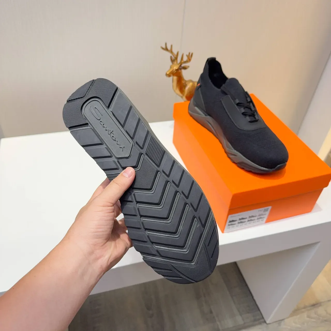 Black Knit Slip-On Lifestyle Sneakers 4