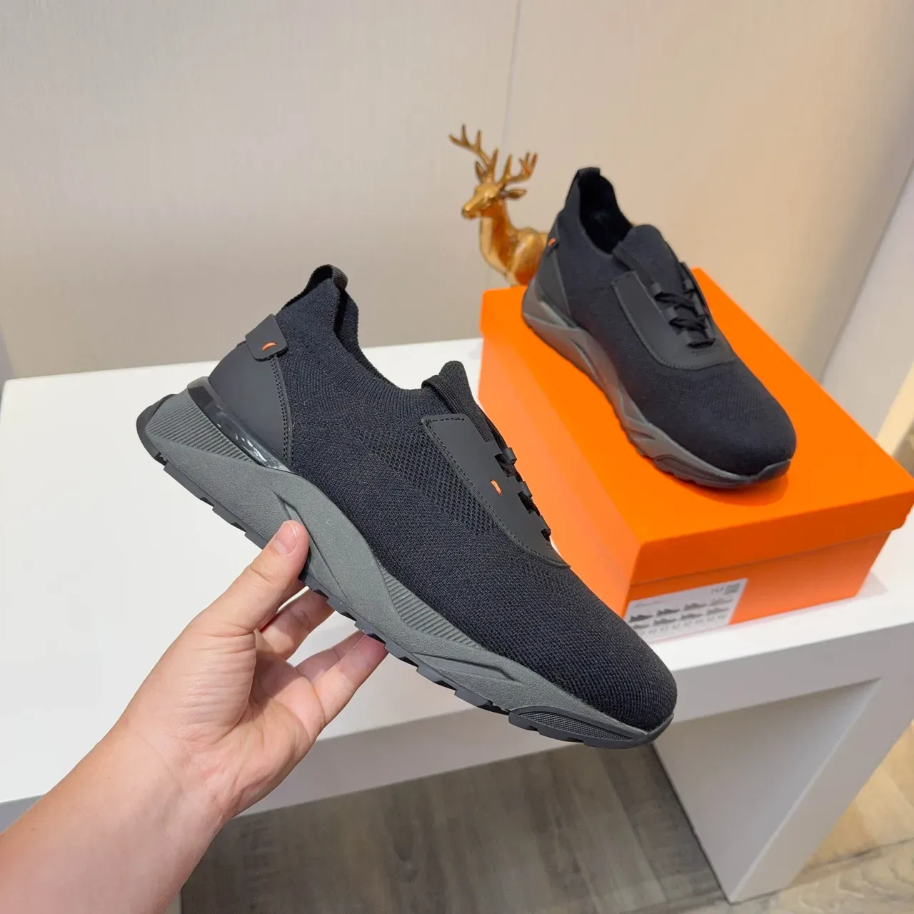 Black Knit Slip-On Lifestyle Sneakers 5