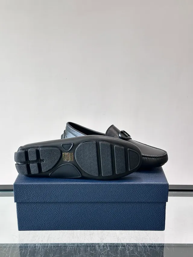 Black Leather Horsebit Buckle Loafers 2
