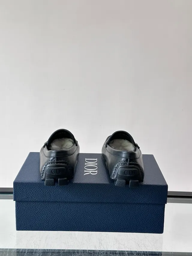 Black Leather Horsebit Buckle Loafers 3