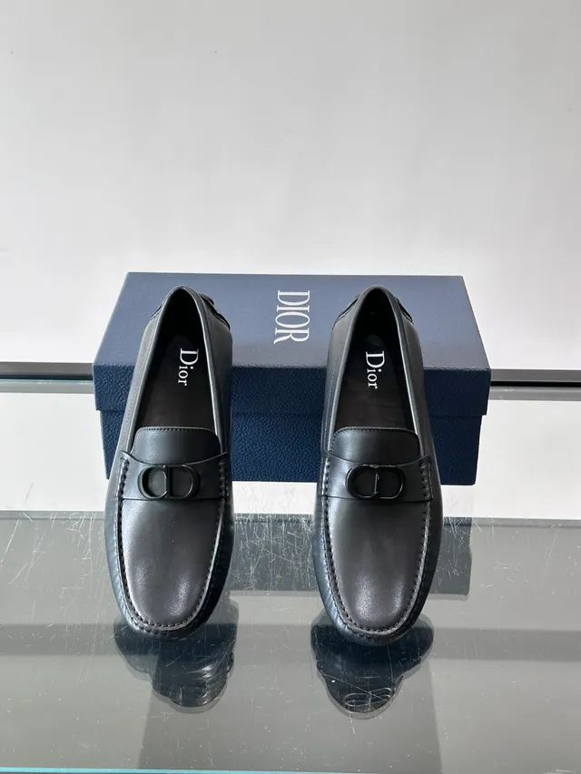 Black Leather Horsebit Buckle Loafers 4