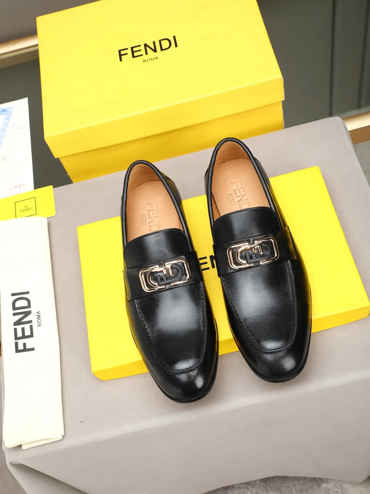 Black Leather Horsebit Ornament Loafer 2