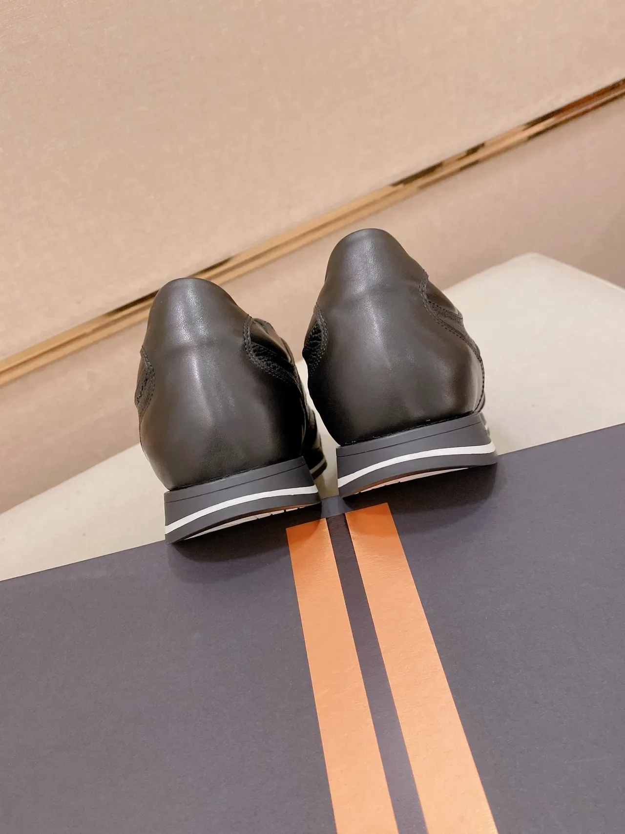 Black Leather-Paneled Low-Top Sneaker 4