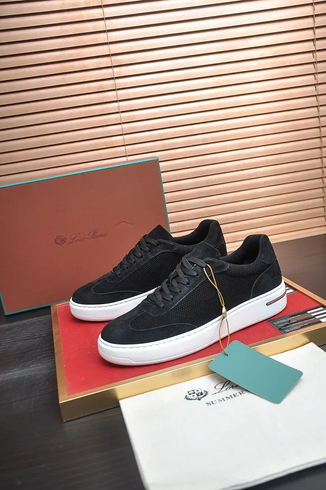 Black Mesh and Suede Low-Top Lifestyle Sneaker 4