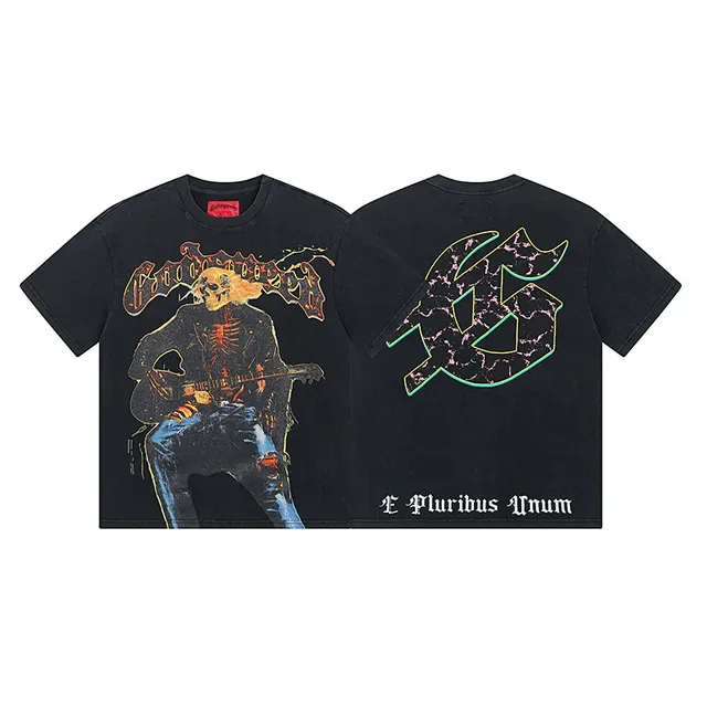 Black Multicolor Graphic Print Oversized Double-Sided T-Shirt 1