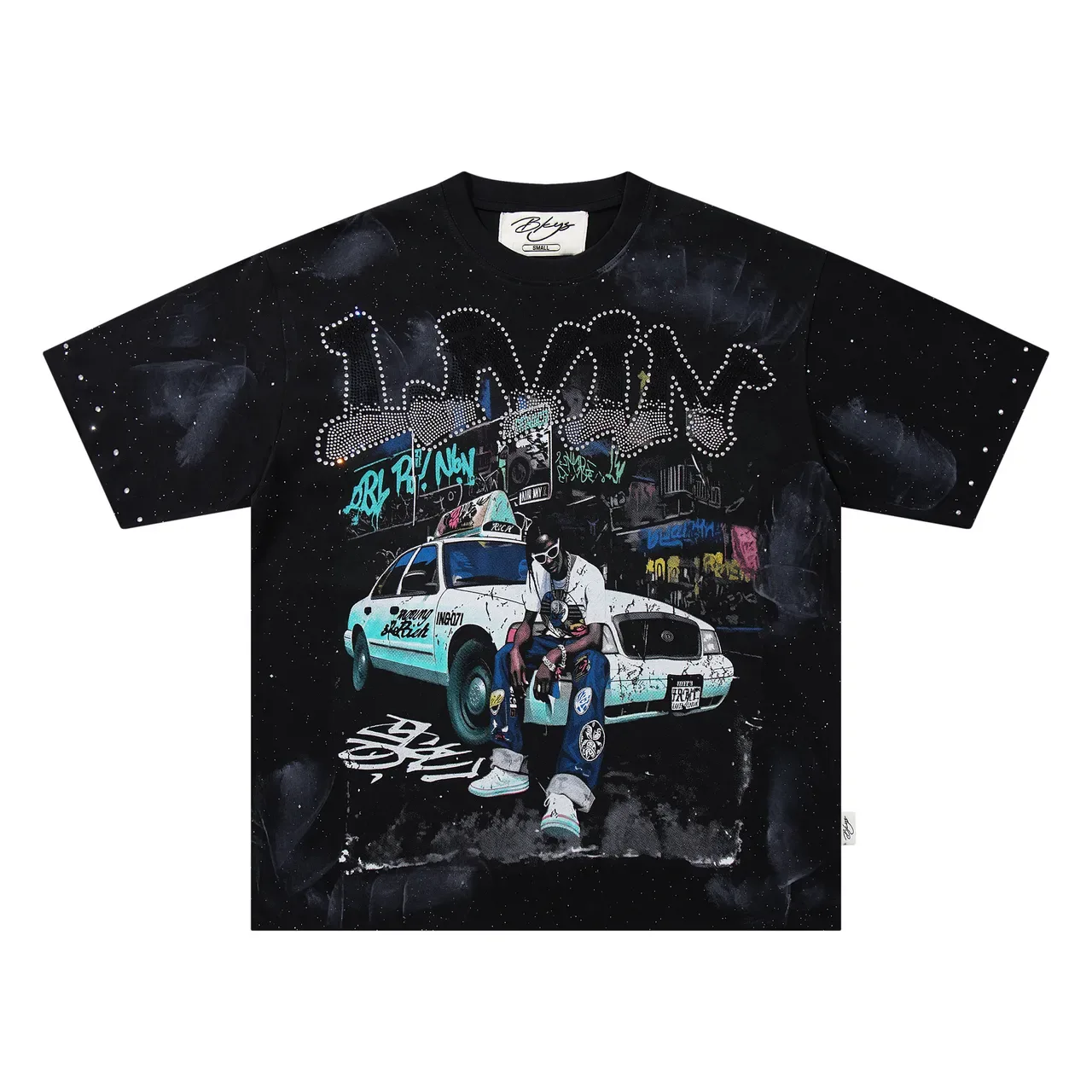 Black Multicolor Graphic-Print Oversized Fit Top 3