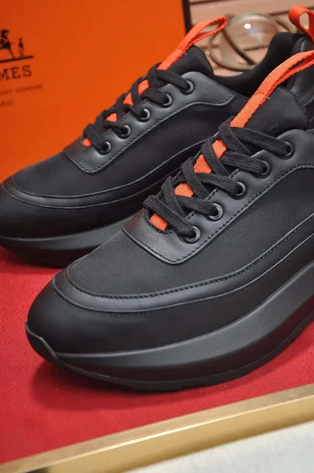 Black Orange Leather-Like Upper Sculpted Multi-Layered Sole Lifestyle Sneakers 3