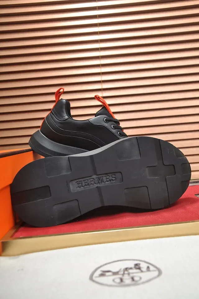 Black Orange Leather-Like Upper Sculpted Multi-Layered Sole Lifestyle Sneakers 4