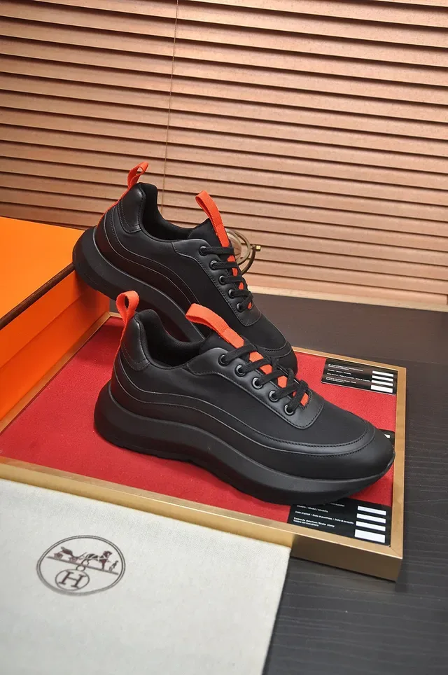 Black Orange Leather-Like Upper Sculpted Multi-Layered Sole Lifestyle Sneakers 5