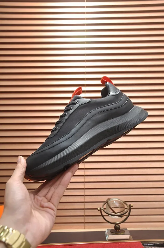 Black Orange Leather-Like Upper Sculpted Multi-Layered Sole Lifestyle Sneakers 6