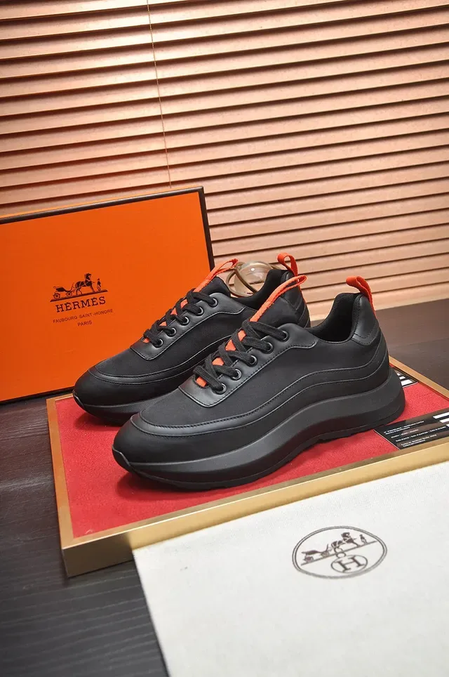 Black Orange Leather-Like Upper Sculpted Multi-Layered Sole Lifestyle Sneakers 7