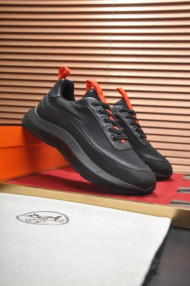 Black Orange Leather-Like Upper Sculpted Multi-Layered Sole Lifestyle Sneakers 8