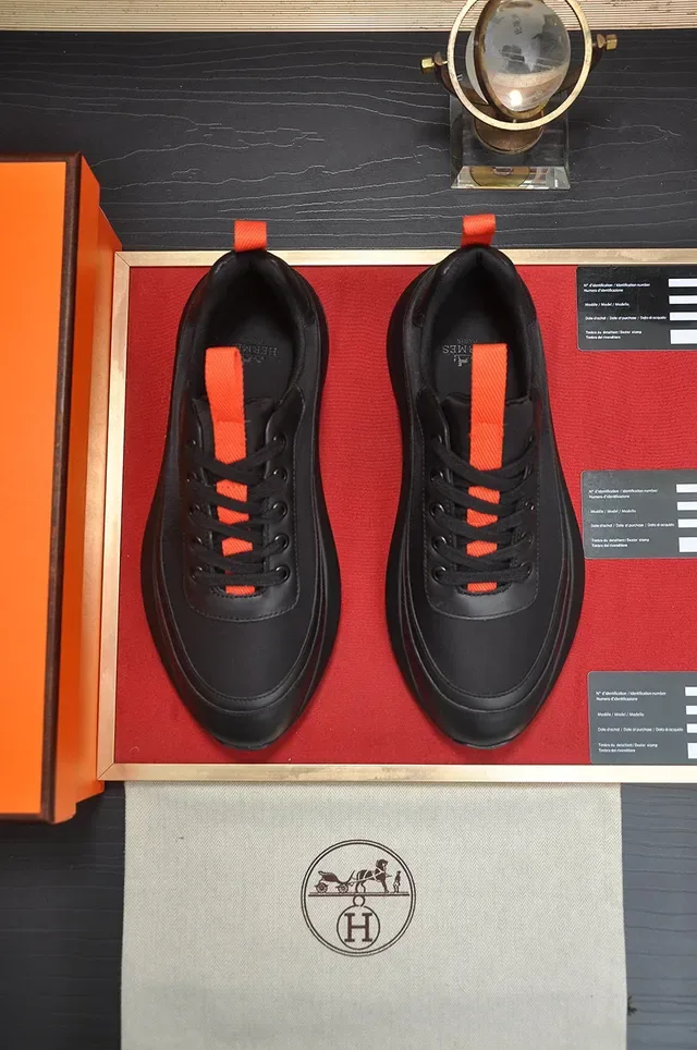 Black Orange Leather-Like Upper Sculpted Multi-Layered Sole Lifestyle Sneakers 9