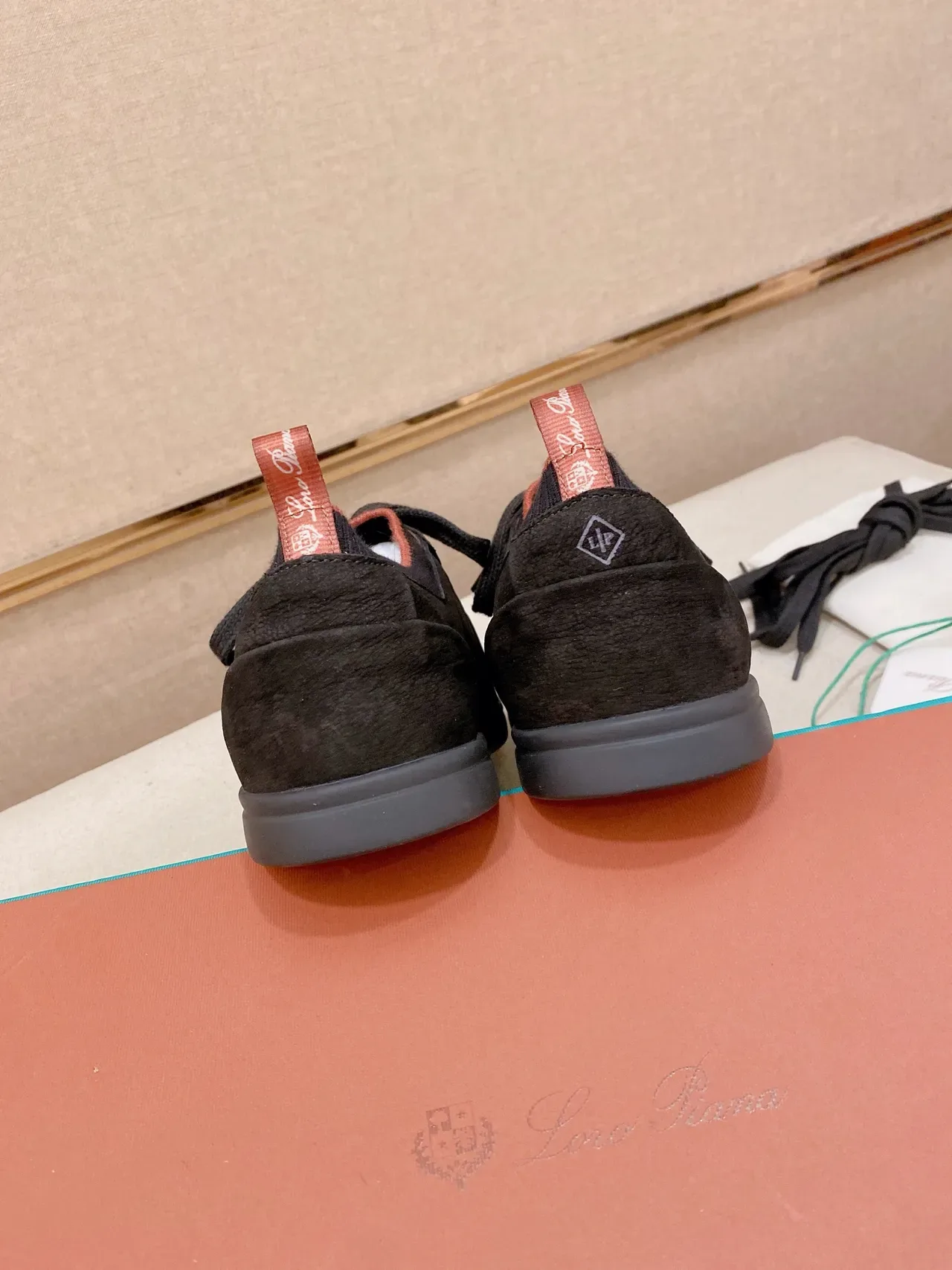 Black Orange Suede Upper Sock-Fit Knit Collar Sneakers 4