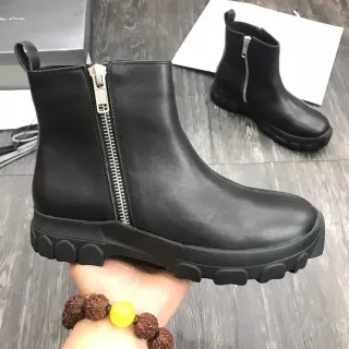 Black Side-Zip Chunky Lug Sole Ankle Boot