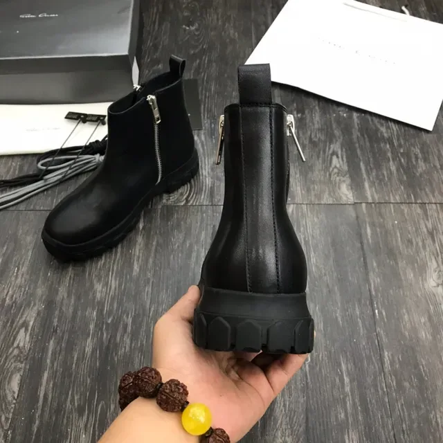 Black Side-Zip Chunky Lug Sole Ankle Boot 2