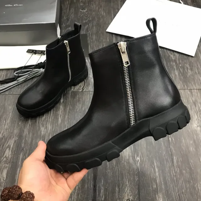 Black Side-Zip Chunky Lug Sole Ankle Boot 4