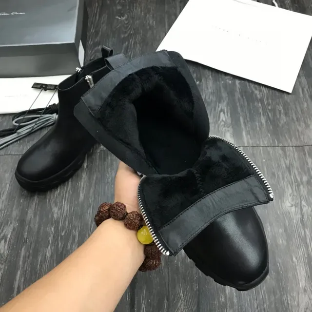Black Side-Zip Chunky Lug Sole Ankle Boot 6