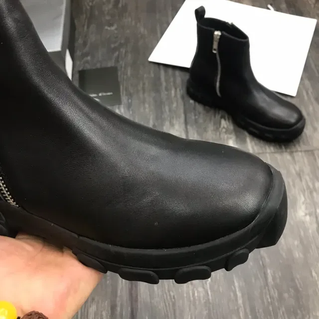 Black Side-Zip Chunky Lug Sole Ankle Boot 7