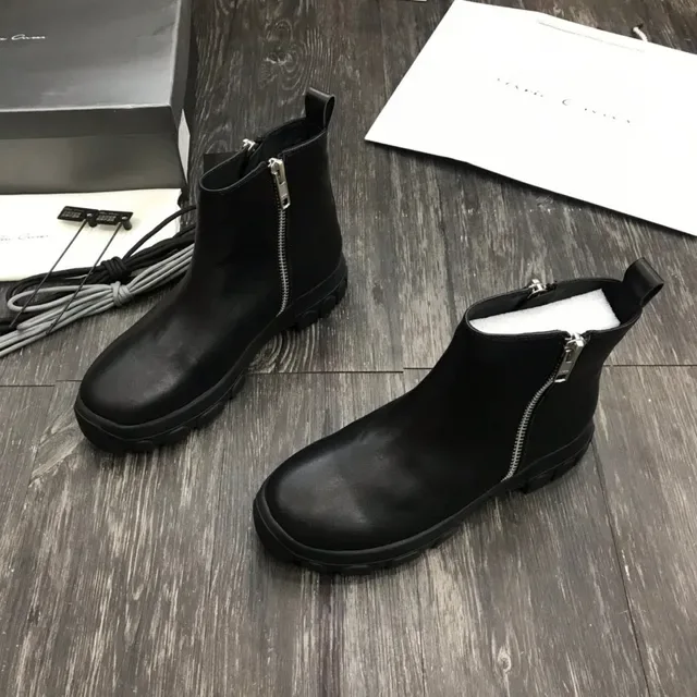 Black Side-Zip Chunky Lug Sole Ankle Boot 8