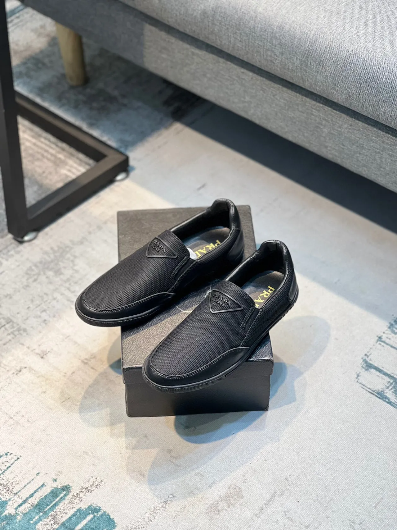 Black Slip-On Textile Upper Loafer 7