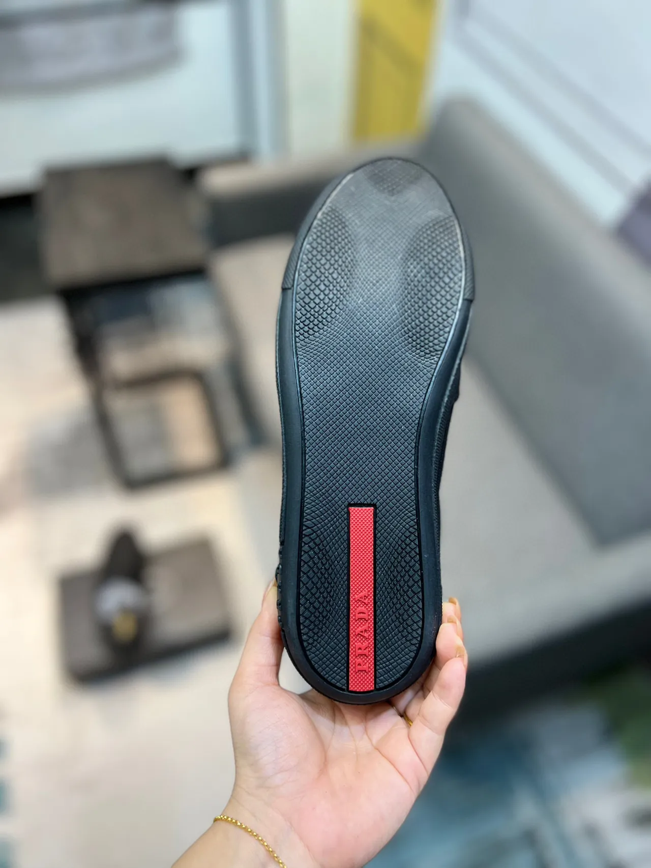 Black Slip-On Textile Upper Loafer 9