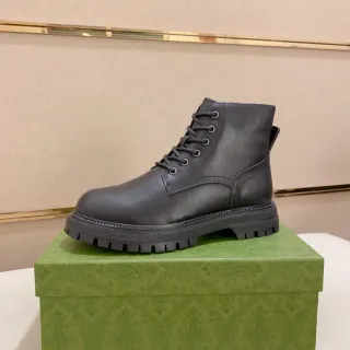Black Smooth Leather Lace-Up Ankle Boot