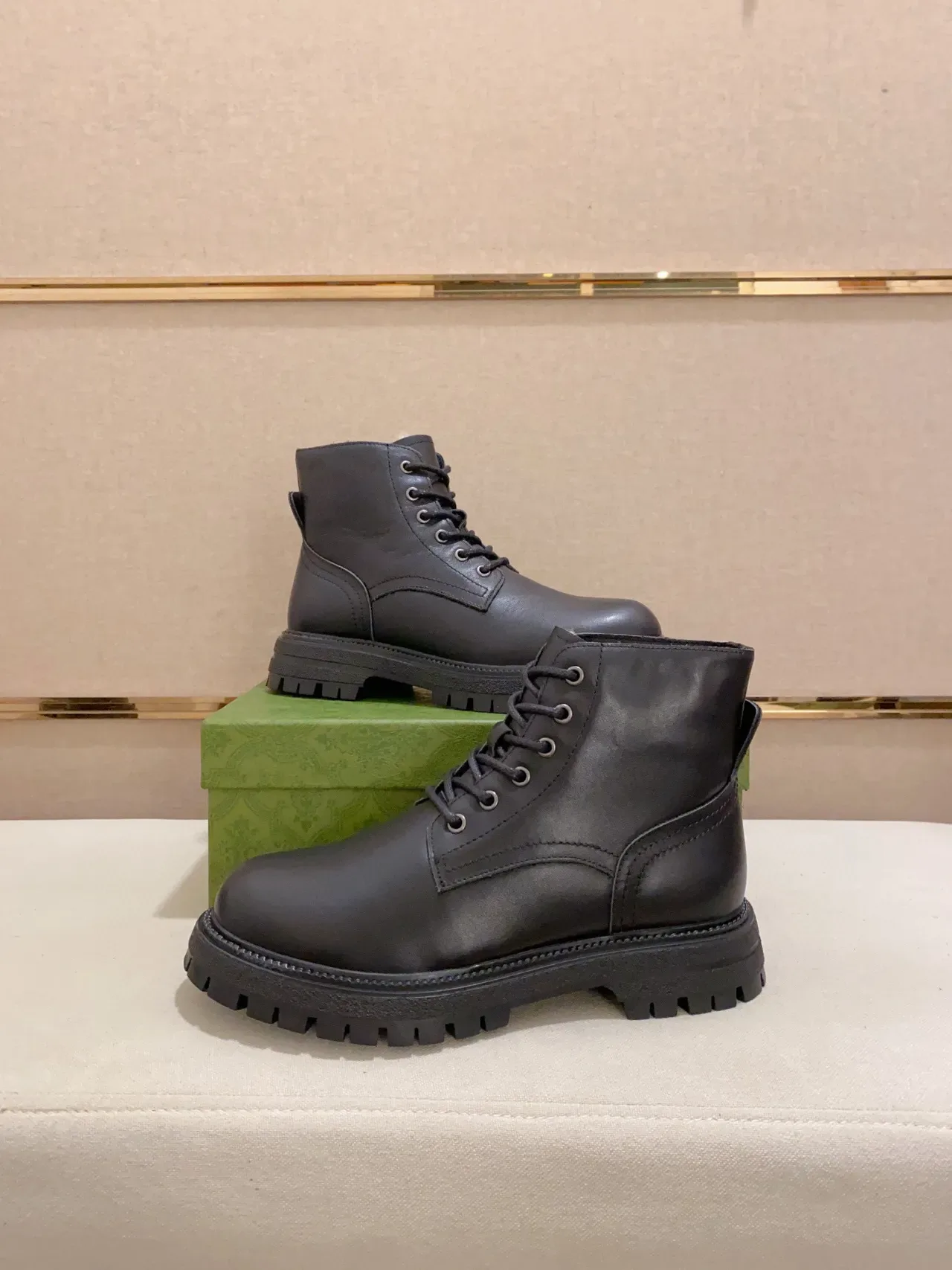 Black Smooth Leather Lace-Up Ankle Boot 4