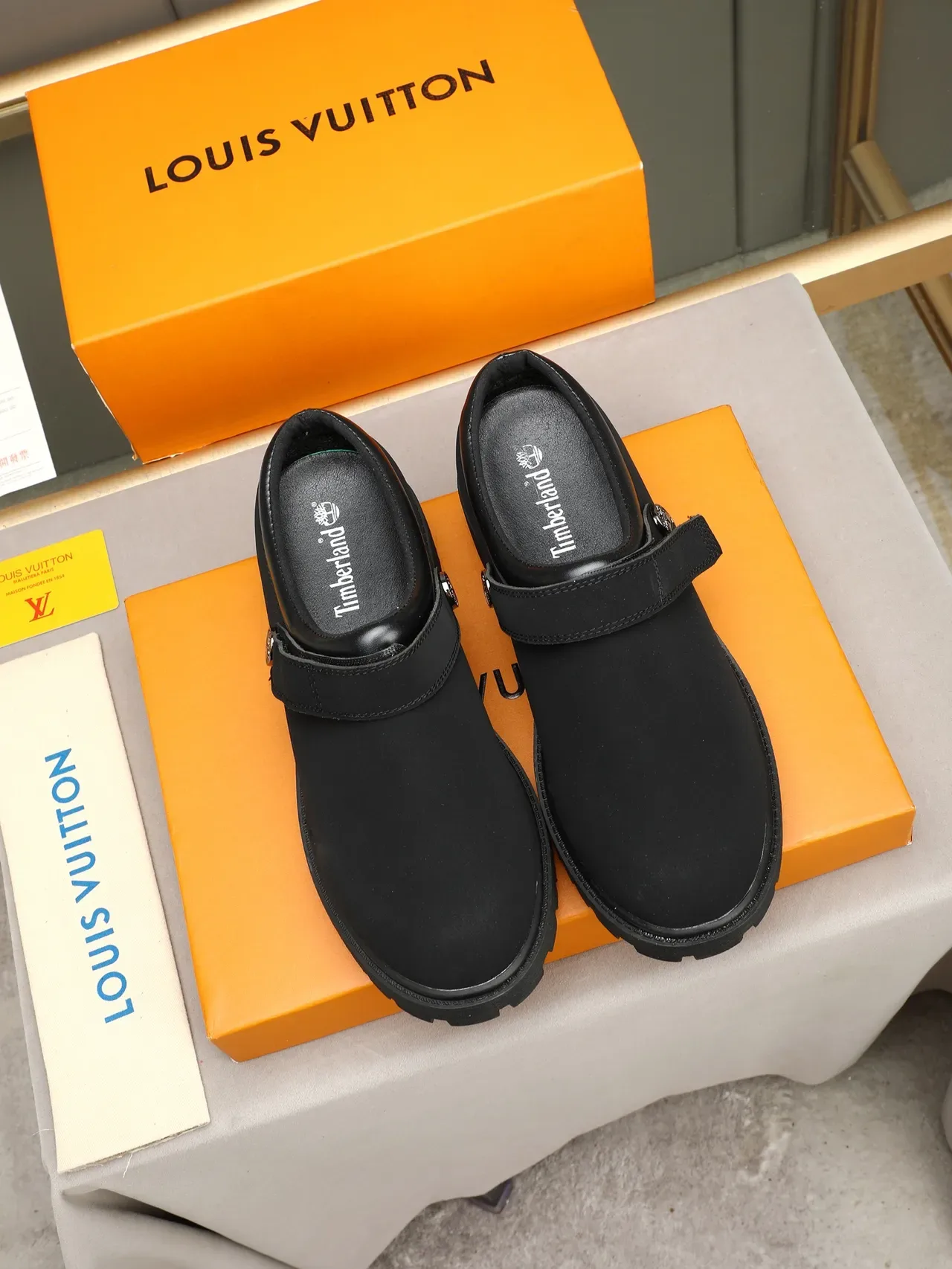 Black Strap-Fastened Lug Sole Clog Casual Shoe 3