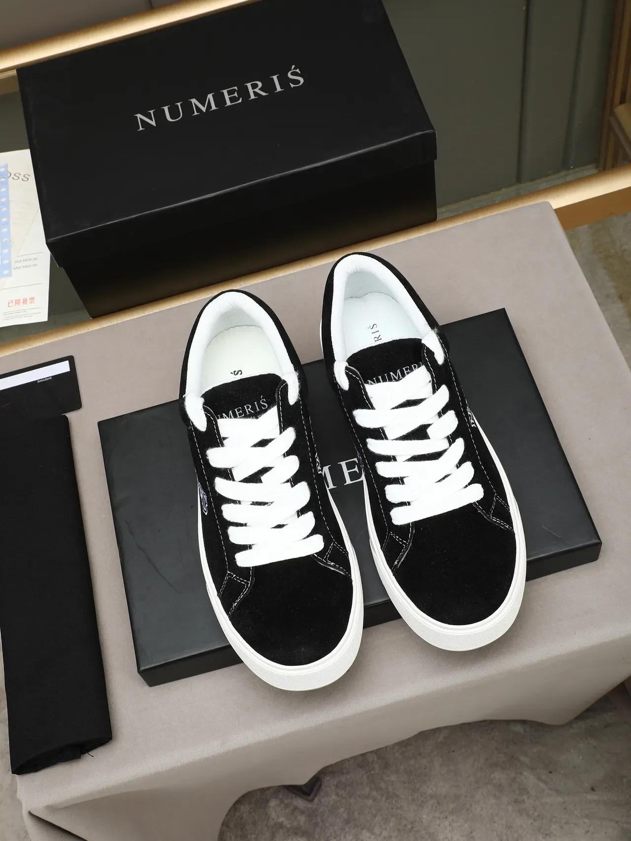 Black Suede Embroidered Logo Platform Lifestyle Sneaker 2