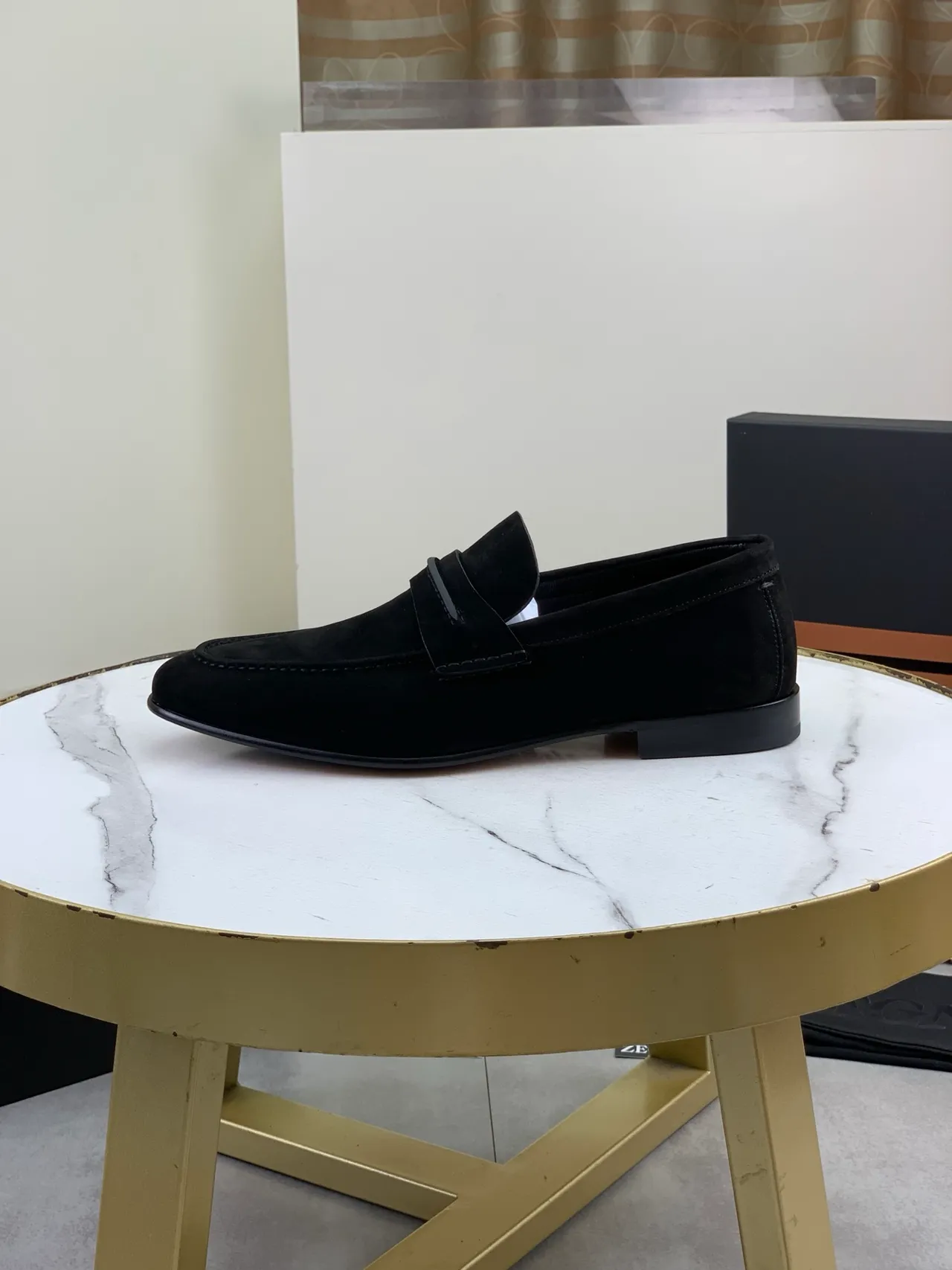 Black Suede Penny Strap Loafer 5