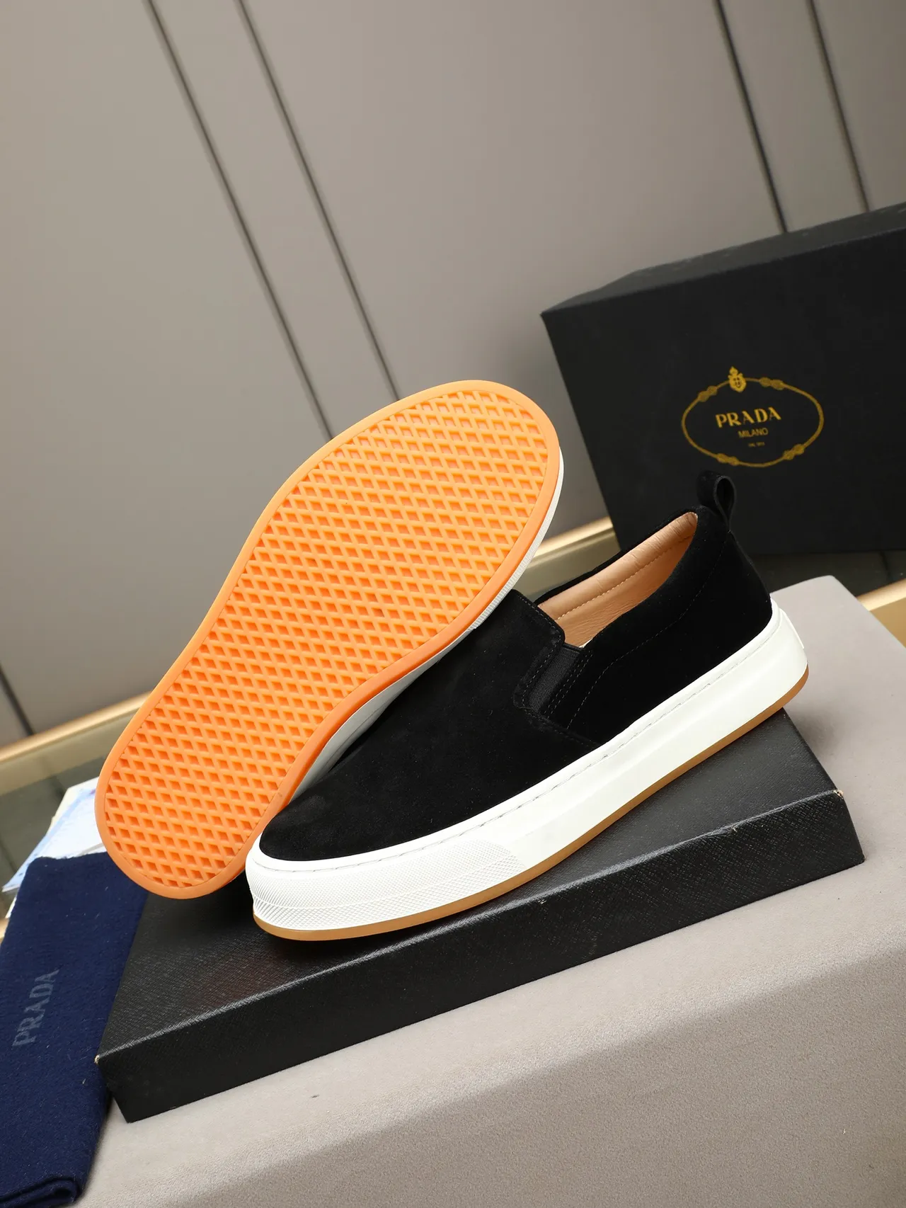 Black Suede Slip-On Platform Loafer 5