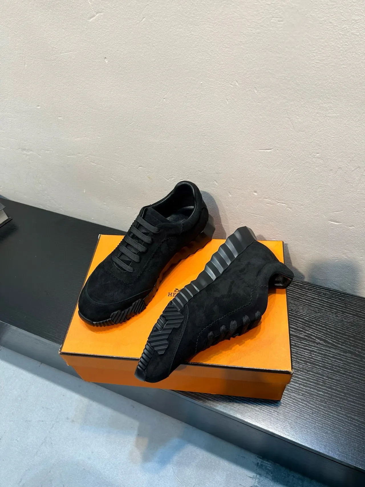 Black Suede Upper Scalloped Collar Lifestyle Sneakers 4